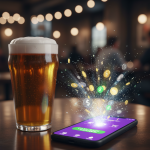 A beer and a phone with an app offering cash back rewards