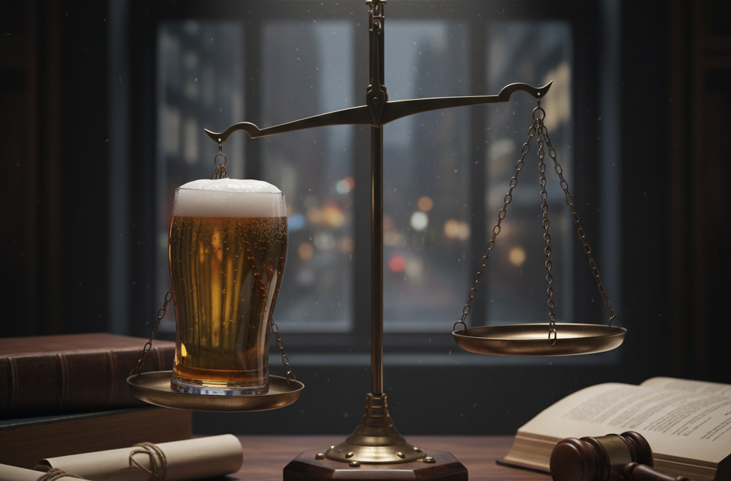 Scales of Justice and a beer